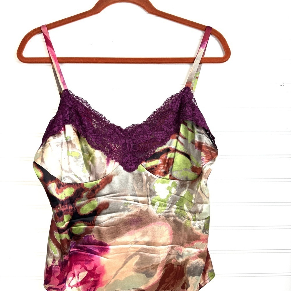 St. John Couture Silk Floral Camisole Tank Top Sz 12
